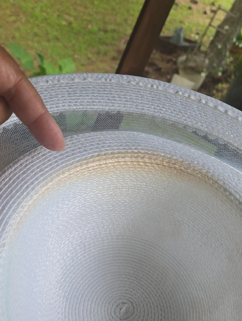 White Pearl Trim Wide Brim Church Hat - Picture 9 of 10